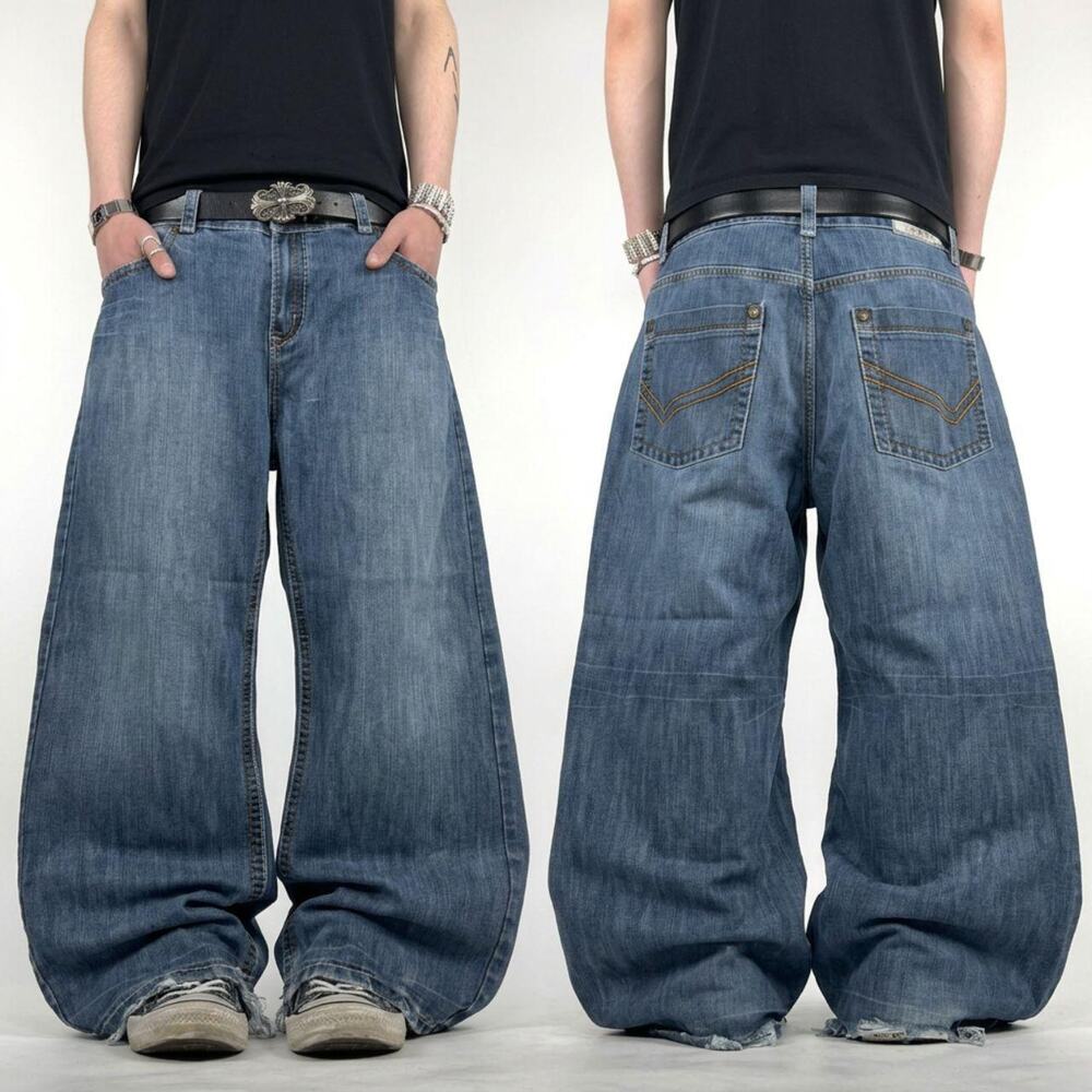 Vintage y2k distressed baggy cyber grunge faded archive rare jeans